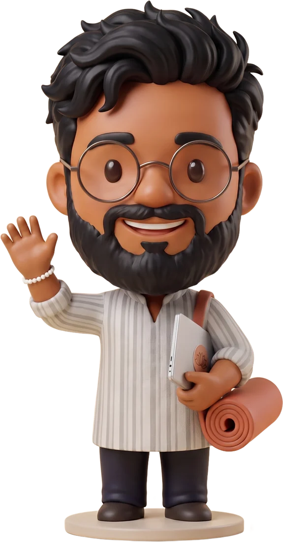 Cartoon figurine of Anmol waving
